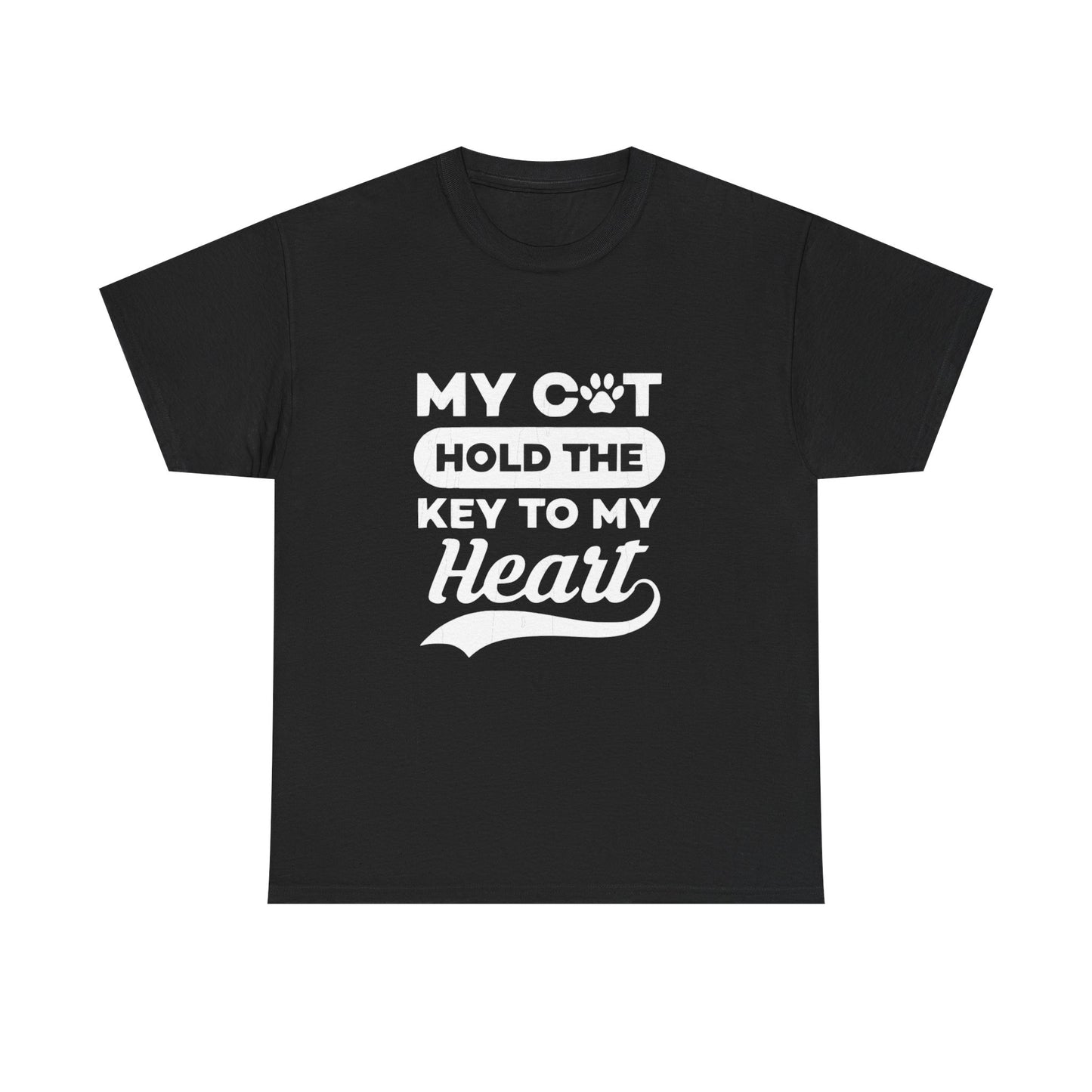 Camiseta para amantes de los gatos: camiseta rosa con el gráfico "Mi gato tiene la llave de mi corazón" 