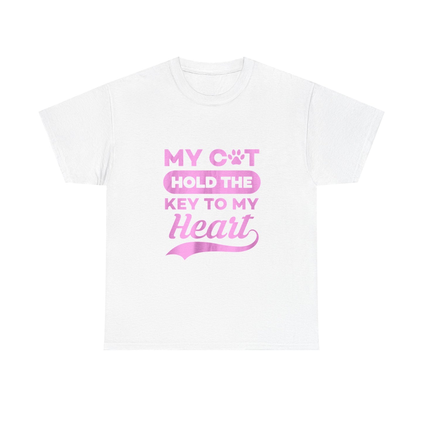 Camiseta para amantes de los gatos: camiseta rosa con el gráfico "Mi gato tiene la llave de mi corazón" 