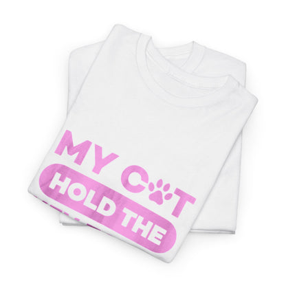 Camiseta para amantes de los gatos: camiseta rosa con el gráfico "Mi gato tiene la llave de mi corazón" 