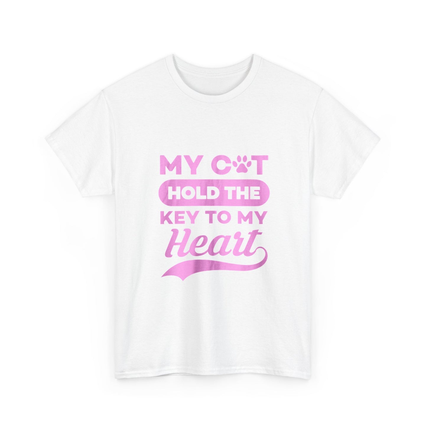 Camiseta para amantes de los gatos: camiseta rosa con el gráfico "Mi gato tiene la llave de mi corazón" 