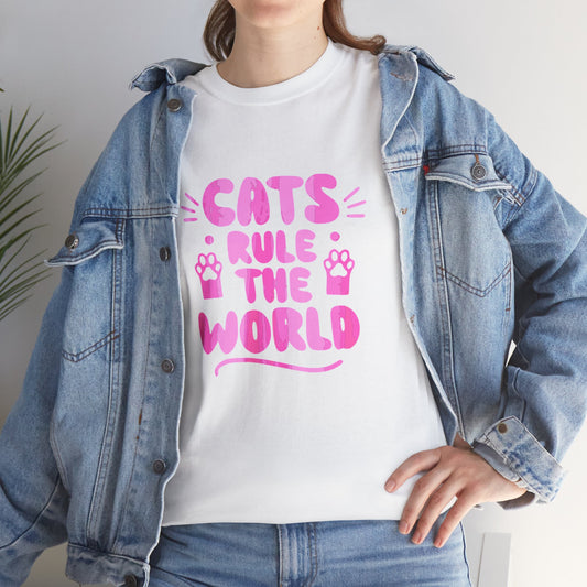 Cute Loving Animals Tshirt Cats, Rule The World